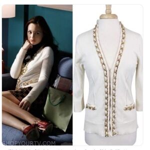 Milly Cream Chain Cardigan ASO Blair Waldorf